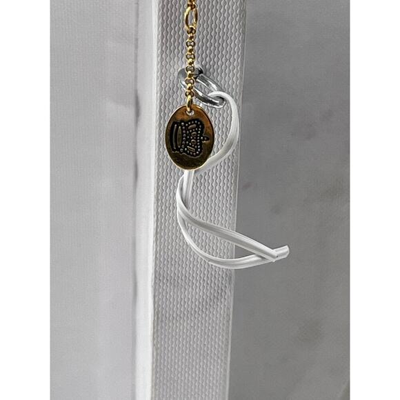 Juicy Couture Signed Pink Pave Crystal Peace Heart Pendant Necklace - Picture 8 of 8